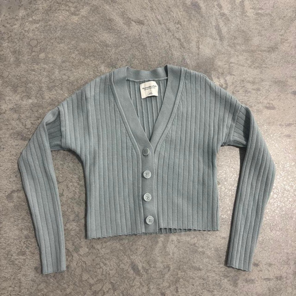 Abercrombie & Fitch Blue Ribbed Knit Cardigan Women's XXS Cozy Preppy